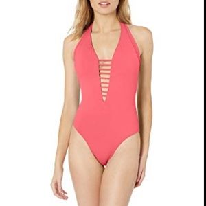 Swim Systems Solana Plunge One Piece. Pink. Size M